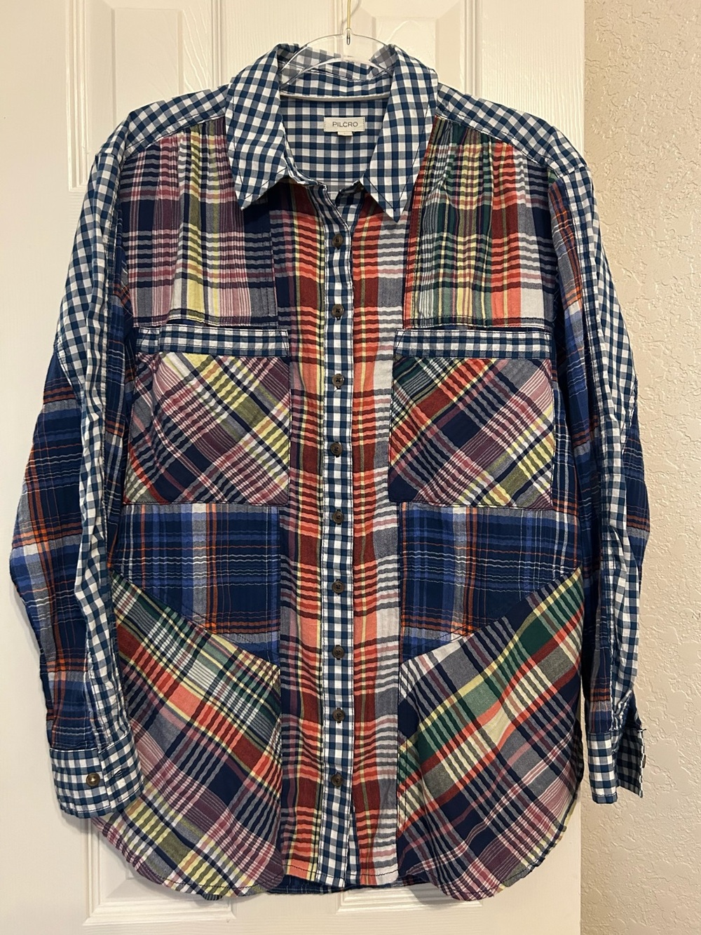 Pilcro Multicolor Patchwork Plaid Button-Down Shirt